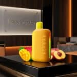 Close-up of ELFBAR Elf Bar EP 8K disposable vape showing vibrant RGB LED lights and ergonomic design for 8000 puffs.