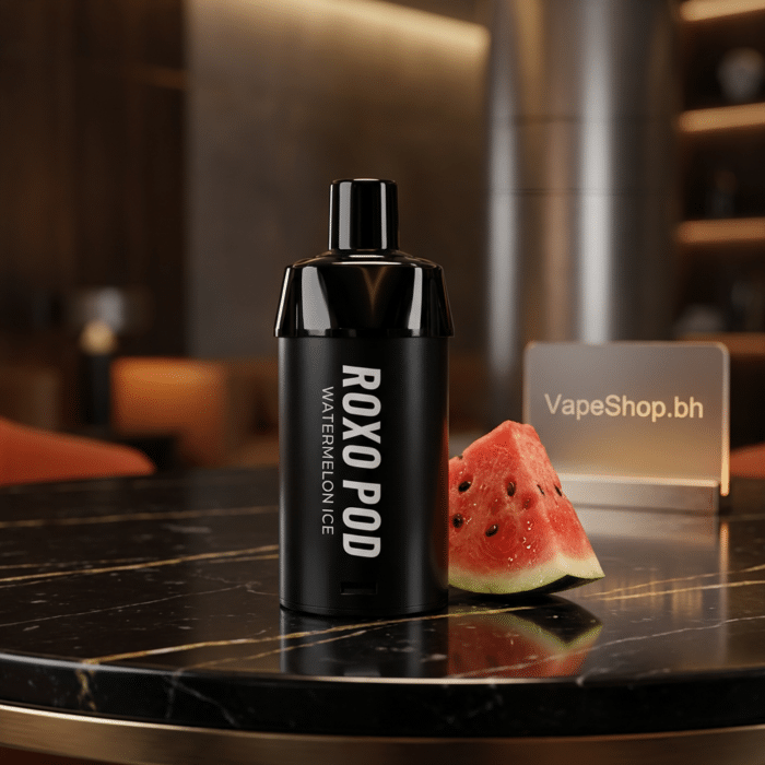 Roxo roxo dtl pod disposable pod with visible branding, long-lasting disposable vape for bahrain market.