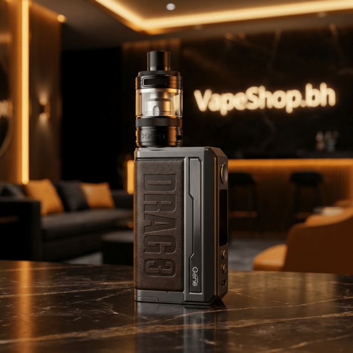 Full view of voopoo drag 3 tpp-x starter kit with 5. 5ml tank, mesh coils ready for sub-ohm vaping in bahrain.