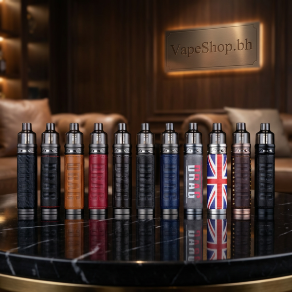 Sleek Voopoo Drag X Kit in black alloy and leather, 80W pod mod with 4.5ml PCTG pod for Bahrain vapers.