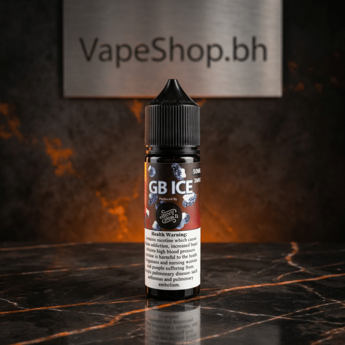 Close view of gb e-liquids freebase vape liquid, smooth freebase formula ideal for bahrain shops.