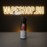 Detailed view of Grand E-Liquids Mega E-Liquids Freebase, dynamic label design on clear glass.