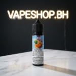 Premium Mega E-Liquids Freebase by Grand E-Liquids, angled shot highlighting bottle contours.