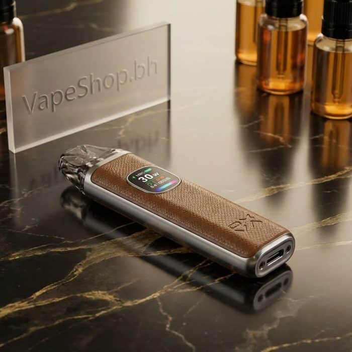 **oxva xlim pro 2** angled view emphasizing fast-charging base and auto-draw button, bahrain e-cigarette.