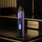 Azure blue Geekvape Wenax Q Pro Kit close-up showing 0.96" smart screen and Type-C port for Bahrain.