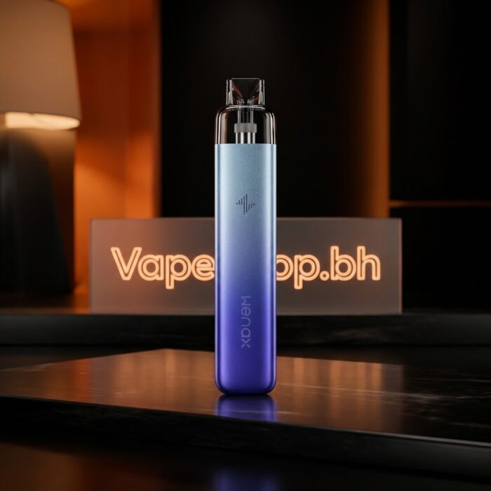 Geekvape wenax k1 se kit side view highlighting lightweight 32g chassis, led indicator and type-c port for saltnic vaping.