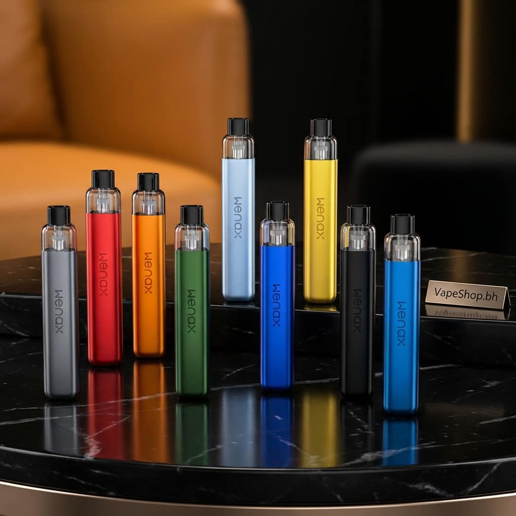 3245805 Sleek black **geekvape wenax k1** pod kit with 600mah battery, slim anodized aluminum body, 2ml pod, for bahrain saltnic vaping.