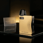 **UWELL Caliburn AK3** pod system angled view, e-liquid window visible, 13W output, portable SaltNic device for Bahrain vapers.