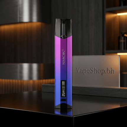 **SMOK Nfix Kit** pod system showing magnetic 0.8ohm MTL pod, zinc-alloy body, Type-C port, and adjustable 25W power display in Bahrain vape shop