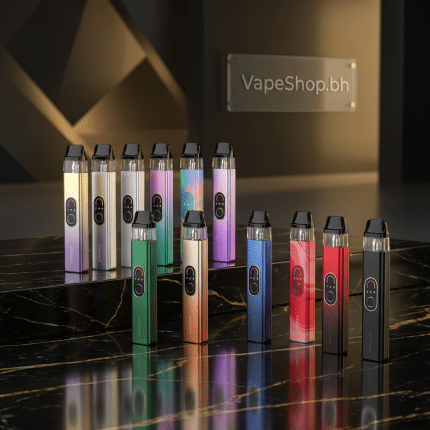Sleek silver **Vaporesso Xros 4** pod kit with 1000mAh battery, LED screen, adjustable airflow slider, Bahrain SaltNic vape device.