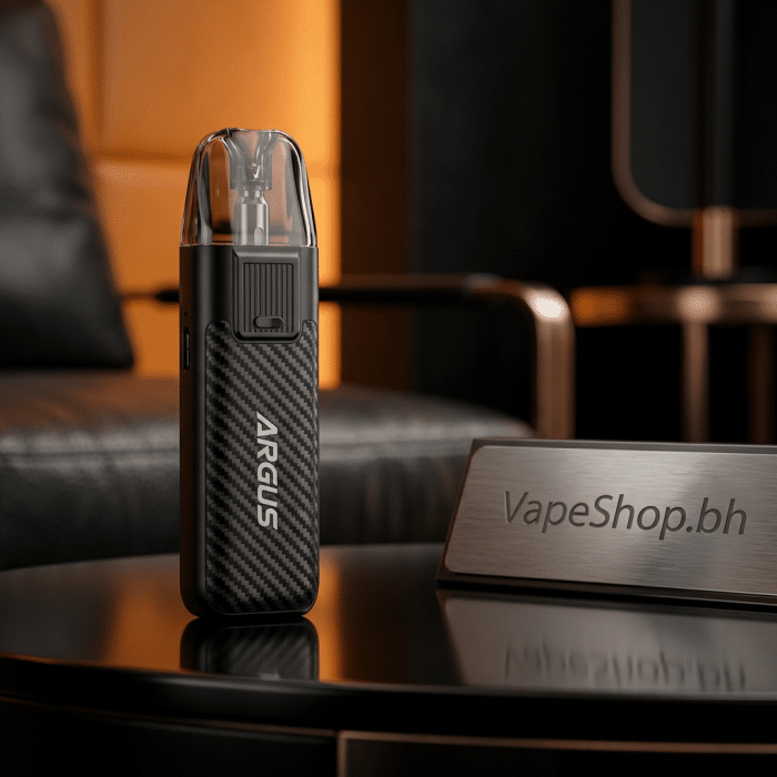 Voopoo argus pod kit side profile, zinc-alloy body showing 0. 7ohm and 1. 2ohm ito pods, ideal saltnic mtl/rdtl vape in bahrain.