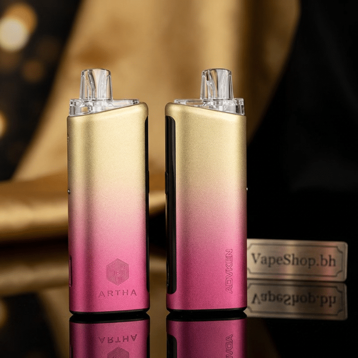 Artha pro kit salt nic in black with 3. 5ml pod cartridge inserted, rgb light bar and single button for mtl/dtl vaping in bahrain.