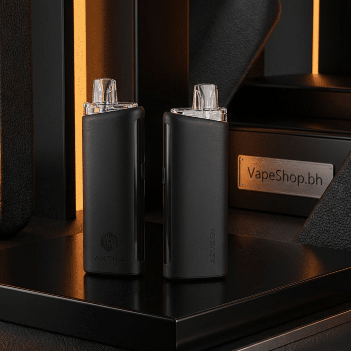 Side view of artha pro kit salt nic device highlighting usb-c port, 35w output and ergonomic shape for bahrain salt nic users.