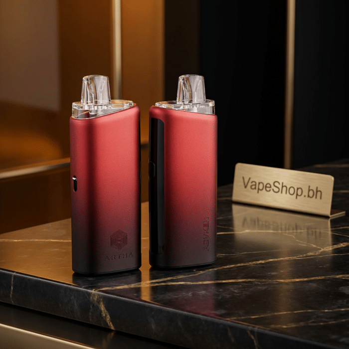 Artha pro kit salt nic pod mod displaying battery level, power and puff count on screen, ideal for bahrain e-liquid vaping.