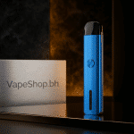 **Caliburn G** pod kit by UWELL, side angle of zinc chassis with LED battery indicator, magnetic pod connection, vape Bahrain.