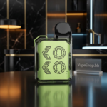 Close view of Uwell Caliburn GK2 Vision pod system showing high-transparency body, colorful LED animations and 2ml pod, ideal salt nic vape in Bahrain