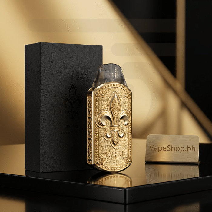 Sleek uwell sculptor **salt nicotine pod kit** bronze edition, detailed electroplated engravings, draw-activated 11w output for bahrain vape shop.