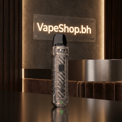 Sleek UWELL Caliburn Tenet SaltNic device in copper red, showing adjustable airflow and button fire, compact Bahrain pod vape