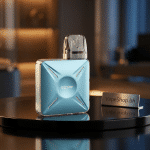 Aspire Cyber X Kit top view, adjustable airflow 3ml TSX pod, transparent Aspire SaltNic vape kit with button activation.