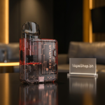 Close-up of DARE Dare Kit salt nic pod system showing draw-activated mouthpiece, airflow slider and leak-resistant top-fill pod.