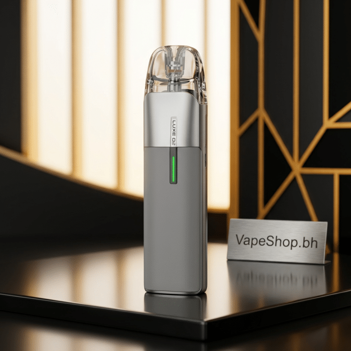 Compact vaporesso luxe q2 salt nic device in orange leather grip, adjustable airflow slider, 3ml pod for mtl vaping in bahrain