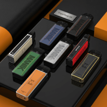 Wotofo Manik Mini MTL pod kit in sleek gray zinc alloy with leather grip, 0.69-inch OLED screen, and 3ml pod installed, Bahrain vape device