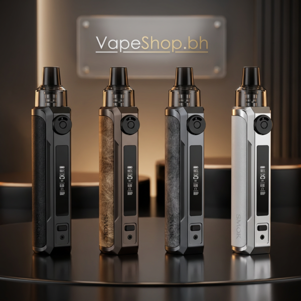 SMOK RPM 25W pod kit in sleek black leather with 900mAh battery, 0.69" OLED screen, Bahrain vape device featured view.