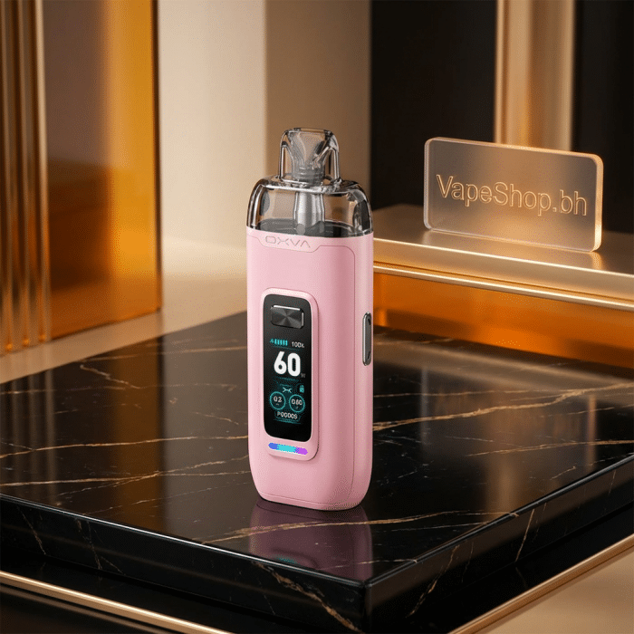 Close-up of oxva vprime kit usb-c port and control buttons, powerful 2600mah battery salt nic pod system