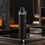 Close-up of Upends Uppor Pod Kit showing 2ml refillable transparent pod, auto wattage coil detection, and USB-C port in Bahrain vape store.