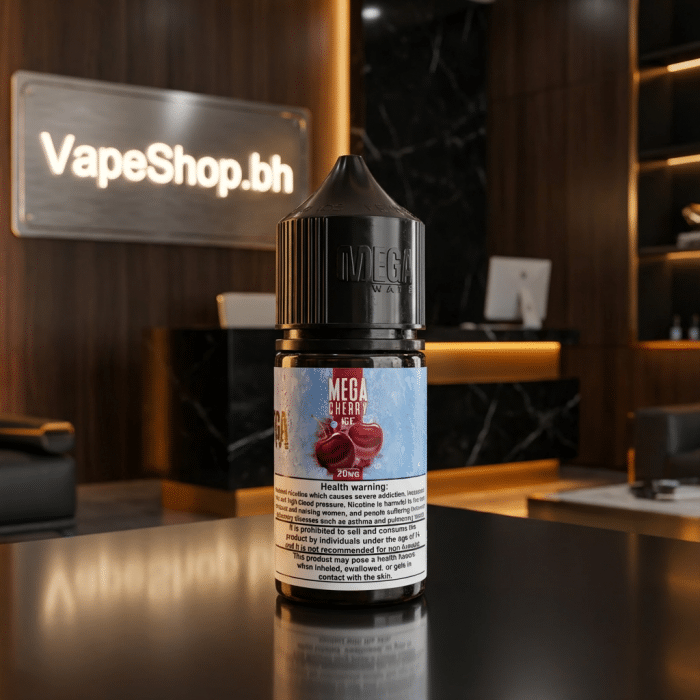Mega e-liquids saltnic by grand, glossy black bottle for bahrain vape shop