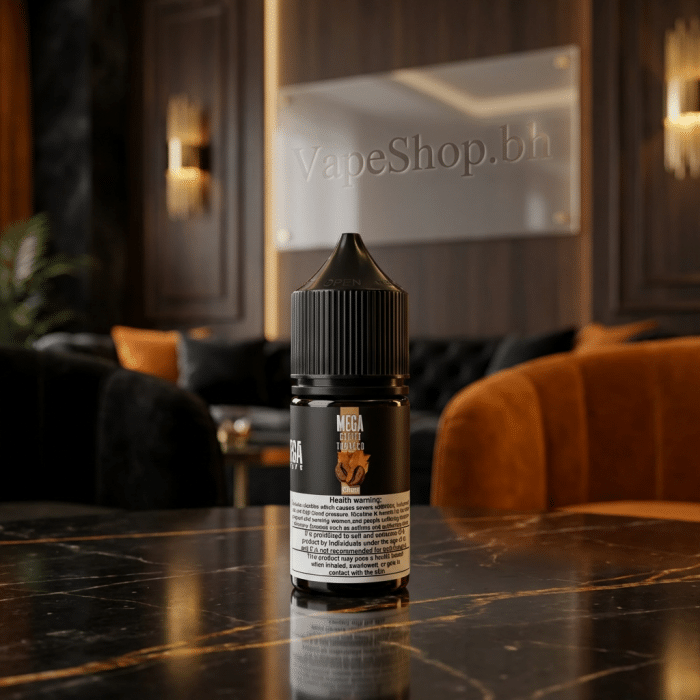 Mega e-liquids saltnic by grand, transparent bottle with flavor art