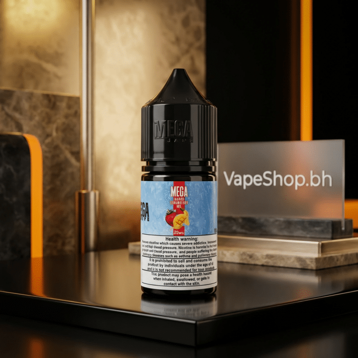 Grand e-liquids mega saltnic e-liquid, top-down view of bahrain vape