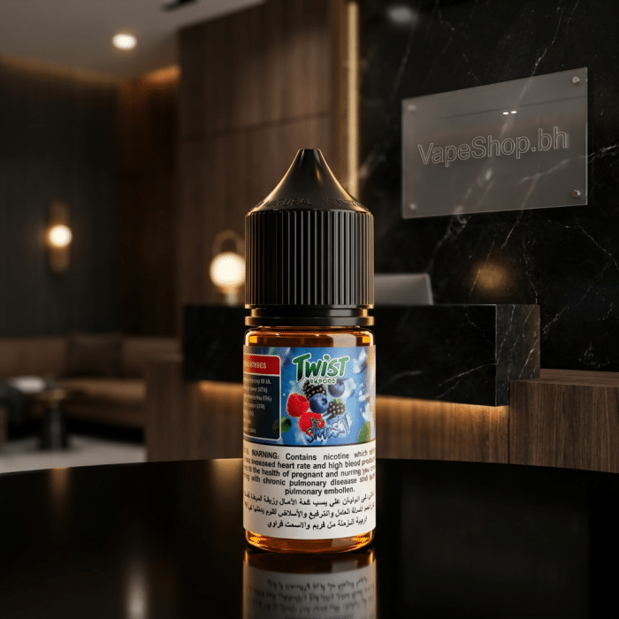 Twist vapors saltnic salt nicotine e-liquid top-down, premium bahrain vape e-liquid.