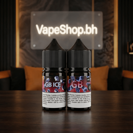 GB E-Liquids Saltnic featured bottle, sleek 10ml clear design with bold salt nic label for Bahrain vapers.