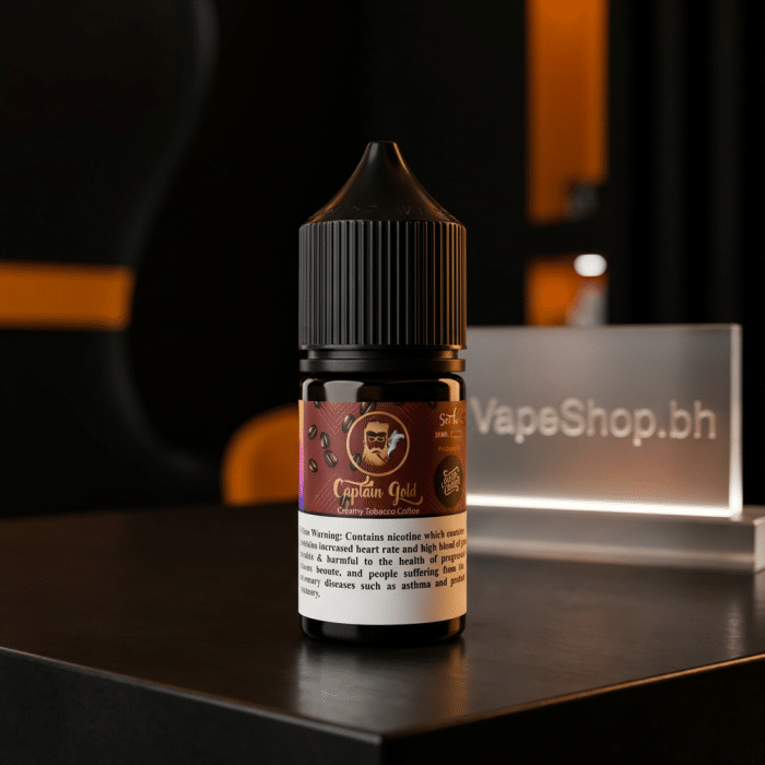 Captain gold salt nicotine e-liquid available in bahrain vape shop