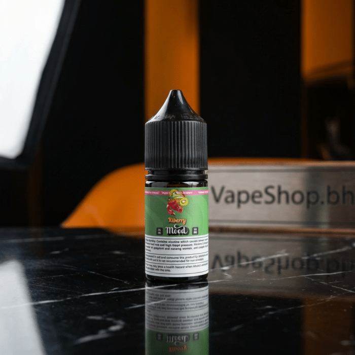 Vibrant mood e-liquids saltnic salt nicotine e-liquid bottle, detailed label for bahrain salt nic fans.