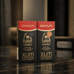 OXVA XLIM SS pods angled shot, mesh coil resistances visible, premium Bahrain vape replacement pods