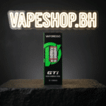 Vaporesso GTi mesh coil side angle, detailed black press-fit coil for rich clouds and flavor in Bahrain vapes