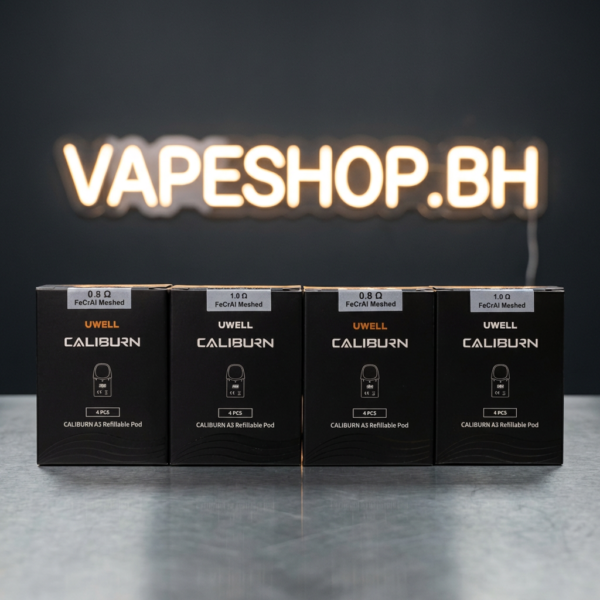 UWELL Caliburn A3 Pod in sleek aluminum alloy, 2ml top-fill PCTG cartridge with FeCrAl 1.0Ω mesh coil for Bahrain vapers