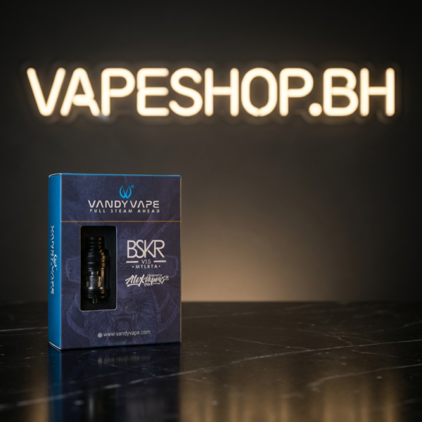 VandyVape BSKR V1.5 MTLRTA vape RTA in stainless steel, 22mm diameter, top-fill MTL tank with adjustable airflow for Bahrain vapers.