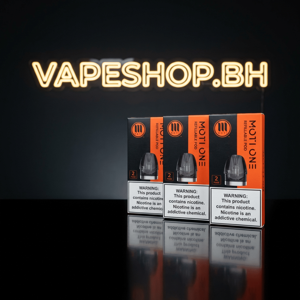 3711940 Sleek **moti one pod** vape device in curved all-metal body, compact ergonomic design with 1. 85ml pod for bahrain vapers.