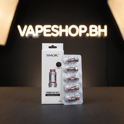 Close-up of SMOK RPM 80 RGC pod showing conical mesh coil and side airflow slots, Bahrain vape pod