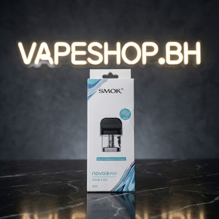 **smok novo 2 pod** close-up, side-filled 1. 0ohm mesh coil pod in compact design for smooth vaping in bahrain.