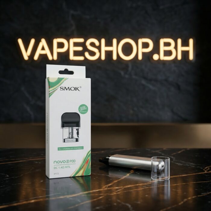 **smok novo 2 pod** angled gallery shot, 1. 4ohm mtl coil replacement pod, leak-resistant for bahrain vape shop.