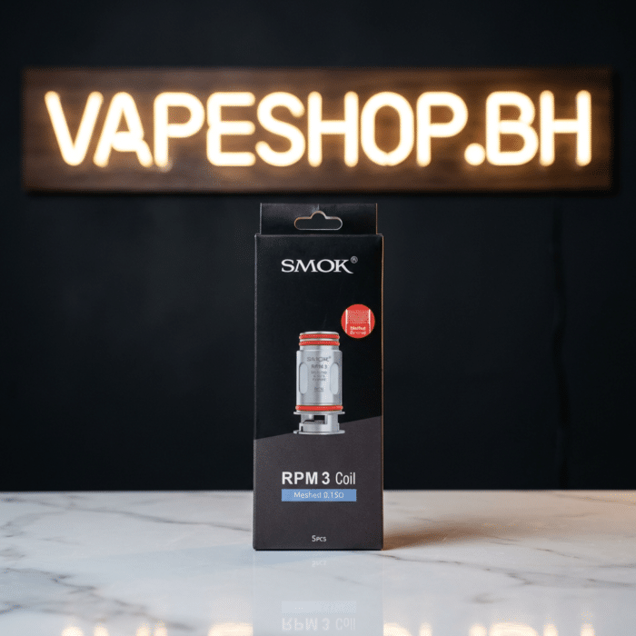 Close-up of smok rpm 3 meshed 0. 15ohm coil showing press-fit base and detailed mesh for dl vaping coils.