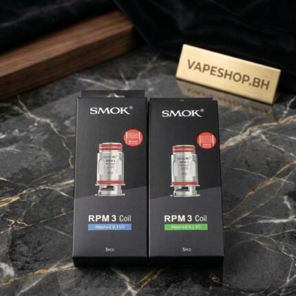 SMOK RPM 3 Coil 5-pack in sleek black cylindrical design for superior mesh vaping in Bahrain pods.