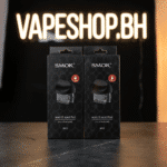 Close-up of **Smok Nord 2** pod system showing side-fill 4.5ml RPM pod, adjustable 40W button, and zinc alloy body in Bahrain vape shop.