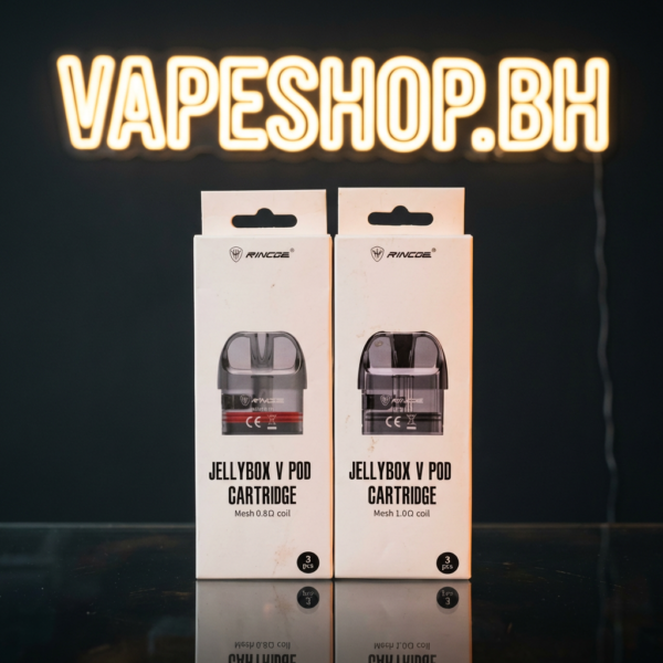 Rincoe Jellybox V Cartridge 3ml pod in clear PCTG, 0.8Ω coil, side fill for Jellybox V series vape in Bahrain
