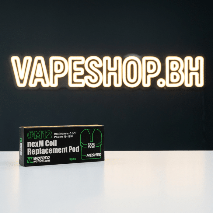 Wotofo nexm pod #12 replacement pod in black anodized finish, 22mm diameter cylindrical shape for nexpod system, bahrain vape coils