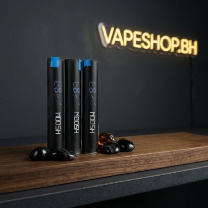 E8+ Pod replacement pods by MOOSH, 1.2ml refillable with red silicone stopper and gold-plated connection for Bahrain vapes.